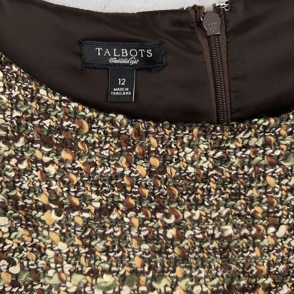 Talbots Dress Womens 12 Brown Metallic Tweed Academia Preppy Minimal Career Work - Picture 4 of 12